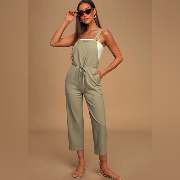 Verona Sage Green Drawstring Wide-Leg Jumpsuit - Picture 1 of 4